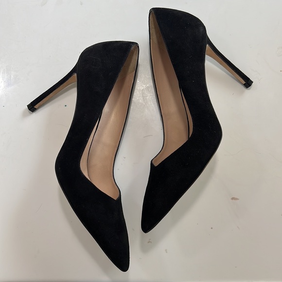 Stuart Weitzman Black Suede Heel Pumps Stilettos Point Anny Sz 9 - Picture 6 of 10